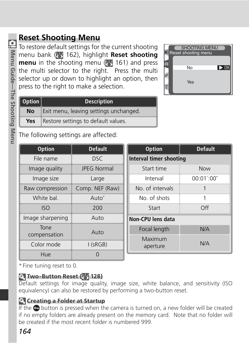 Reset shooting menu | Nikon D2H User Manual | Page 176 / 264