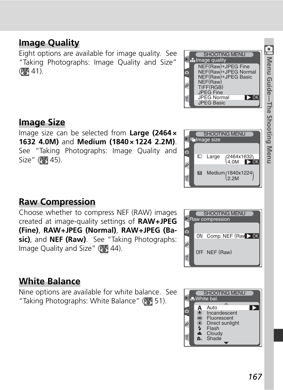 Image quality, Image size, Raw compression | White balance | Nikon D2H User Manual | Page 179 / 264