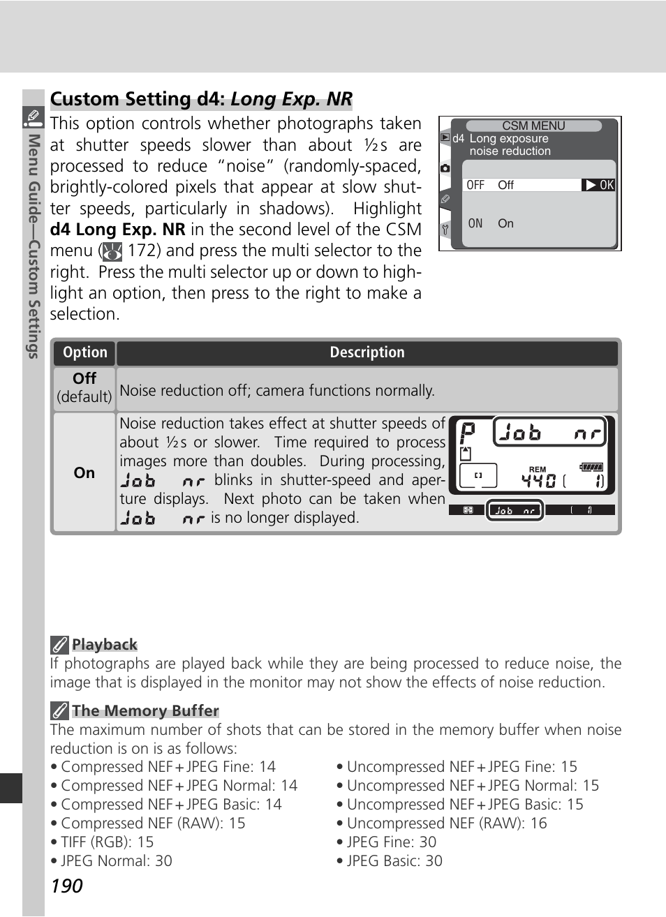 Custom setting d4: long exp. nr | Nikon D2H User Manual | Page 202 / 264