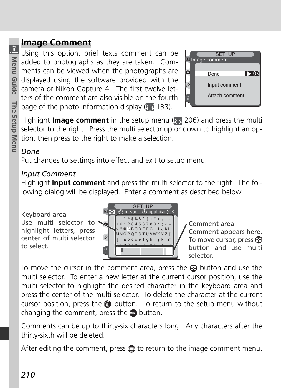 Image comment | Nikon D2H User Manual | Page 222 / 264