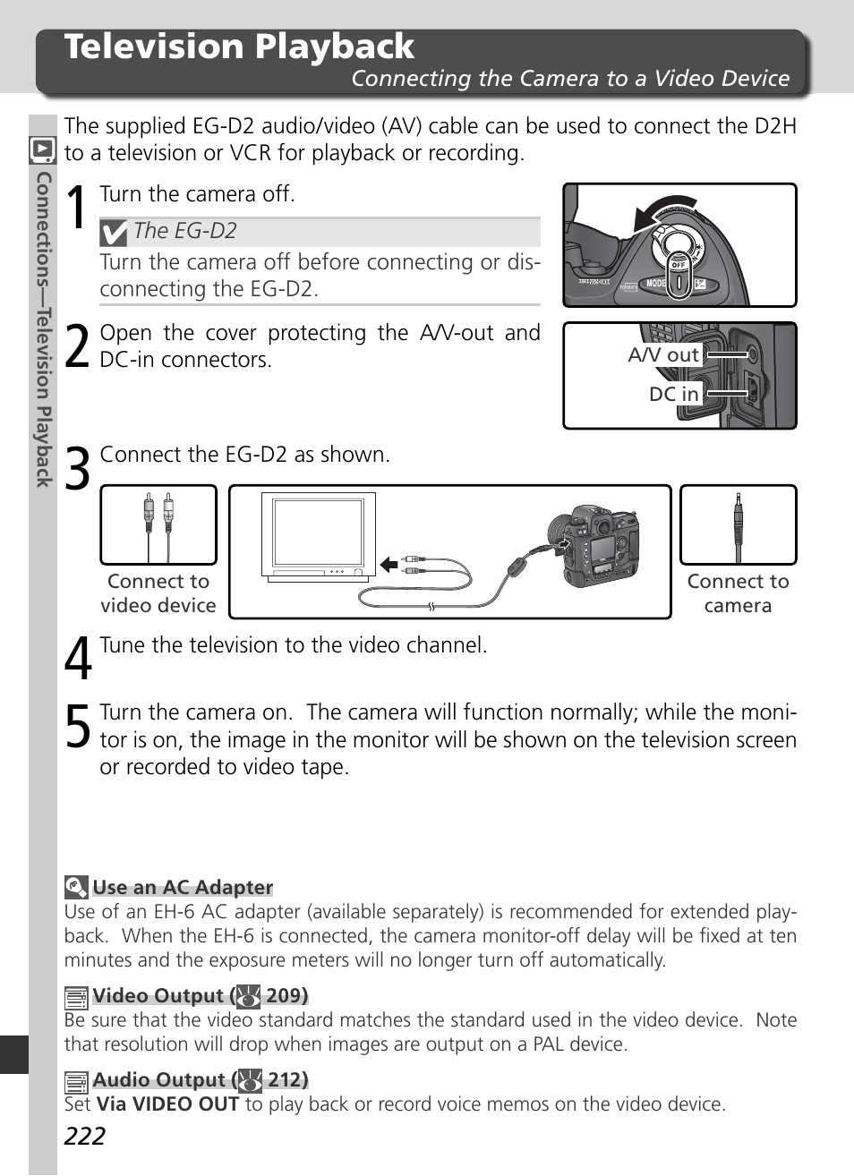 Television playback | Nikon D2H User Manual | Page 234 / 264