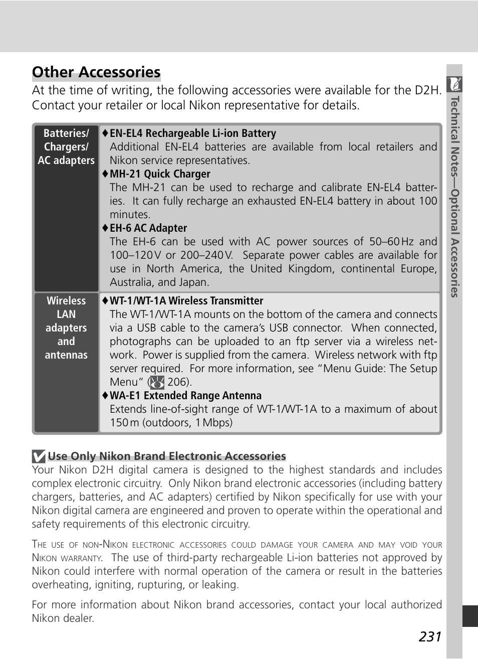 Other accessories | Nikon D2H User Manual | Page 243 / 264