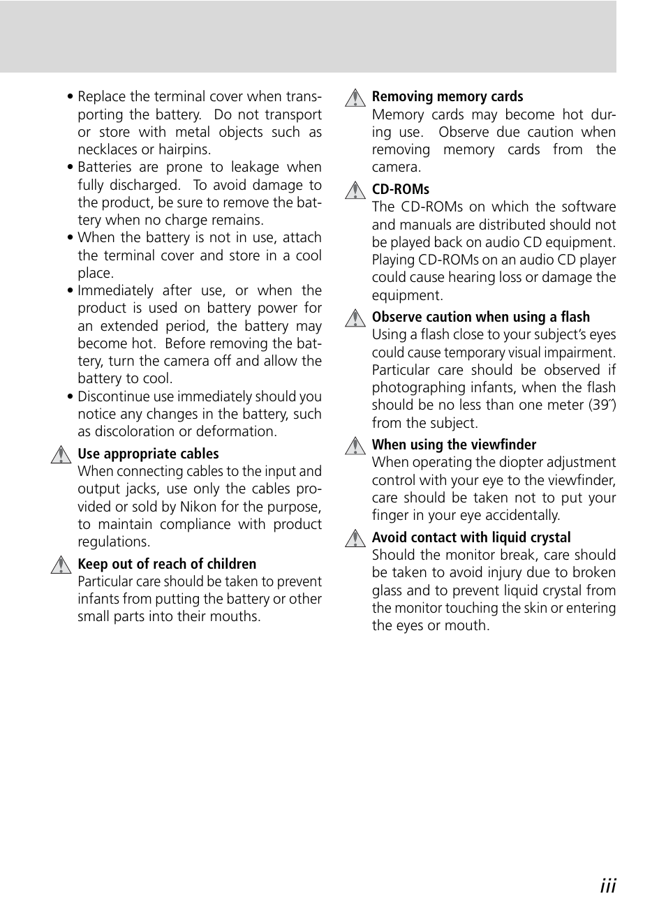 Nikon D2H User Manual | Page 5 / 264