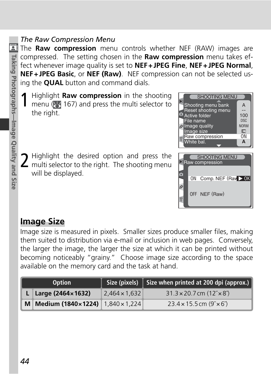 Image size | Nikon D2H User Manual | Page 56 / 264