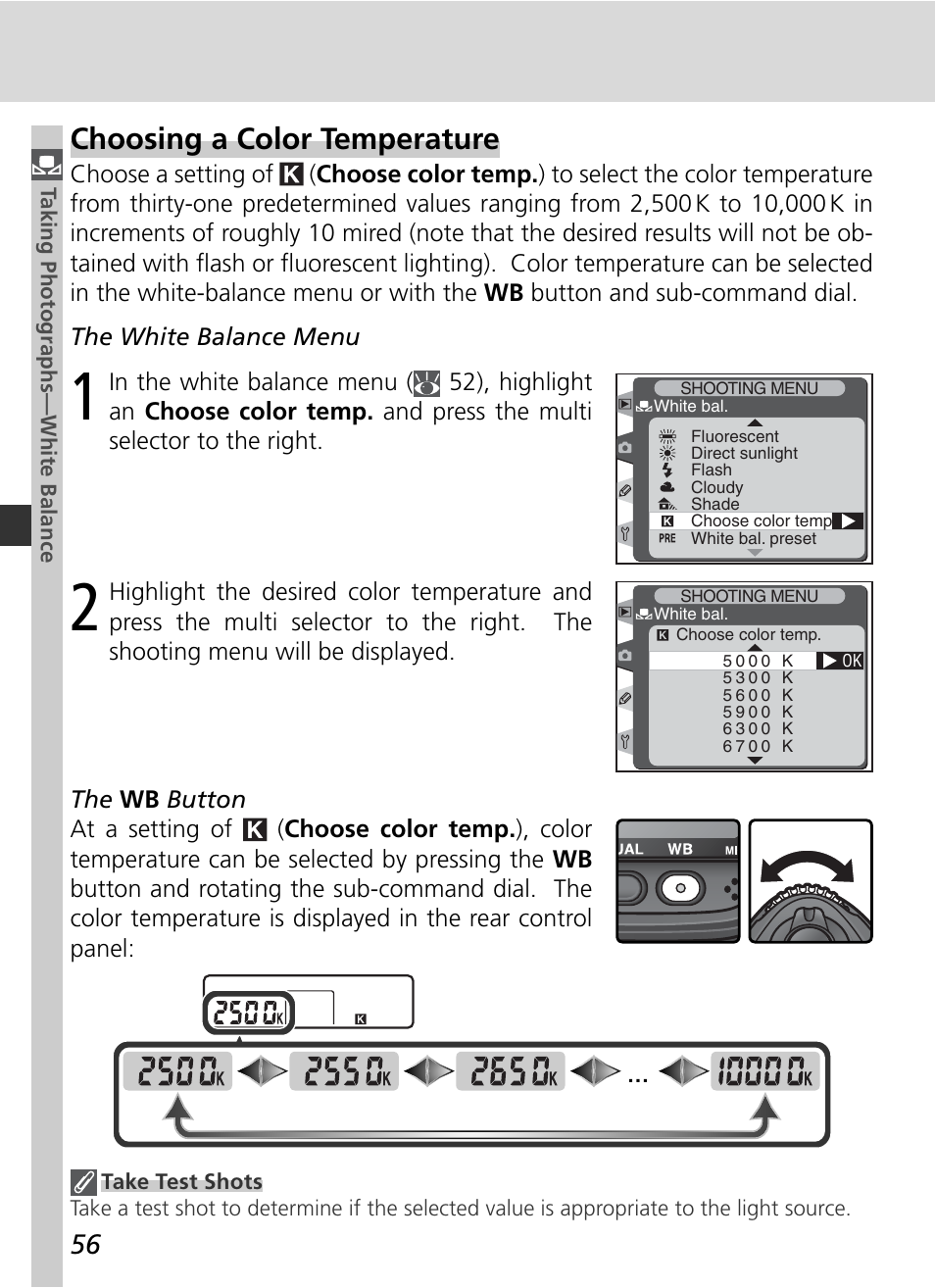 Choosing a color temperature | Nikon D2H User Manual | Page 68 / 264