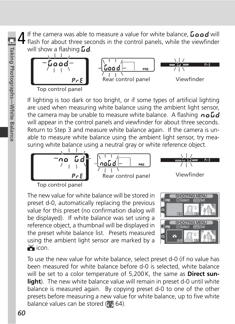 Taking photographs—white balance, Top control panel rear control panel viewfi nder | Nikon D2H User Manual | Page 72 / 264