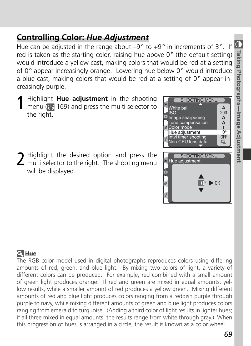 Controlling color: hue adjustment | Nikon D2H User Manual | Page 81 / 264