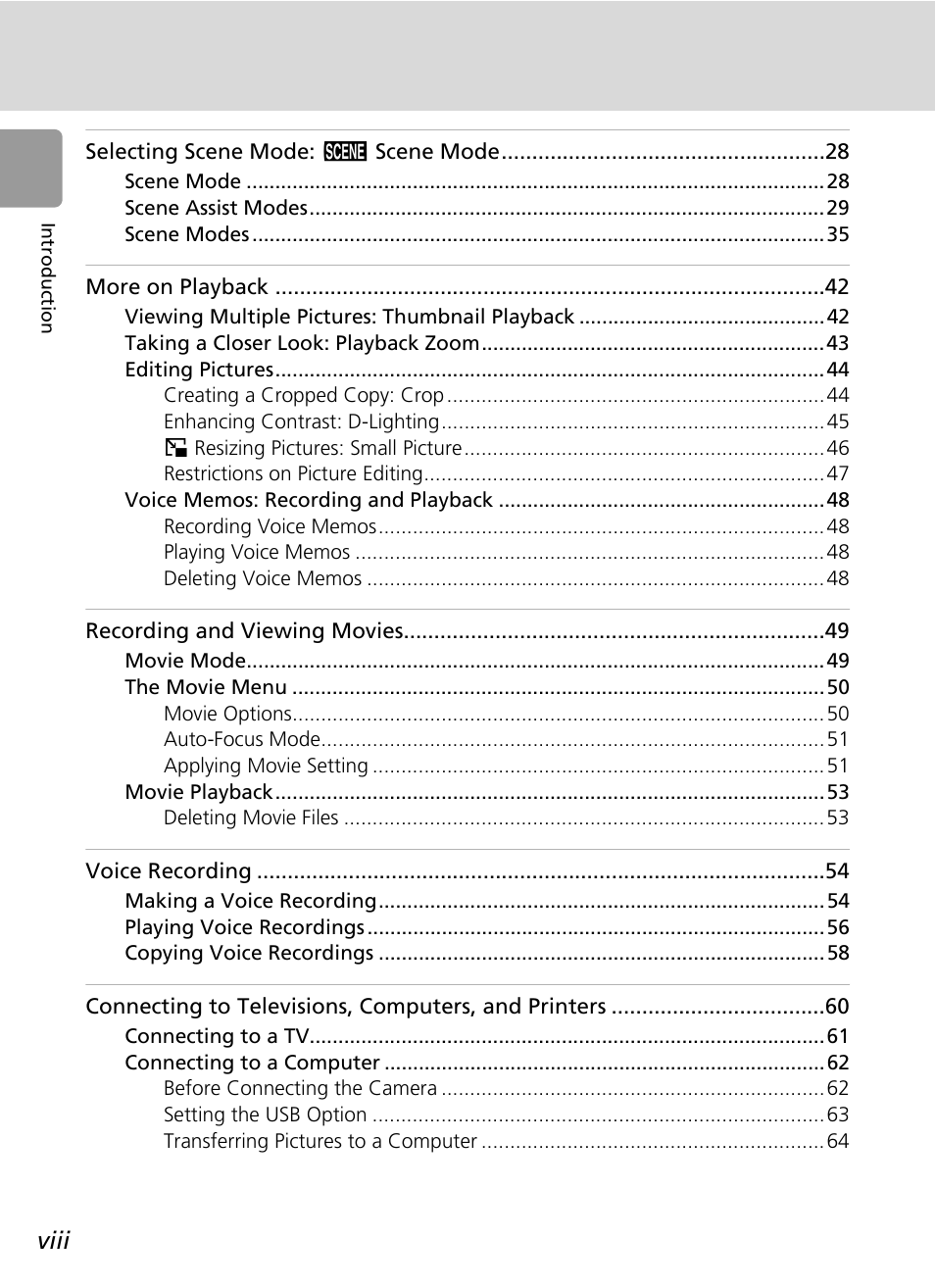 Viii | Nikon L6 User Manual | Page 10 / 140