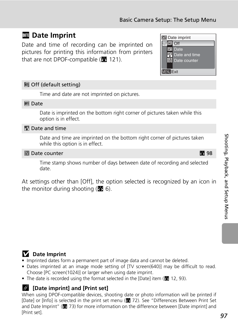 F date imprint, Fdate imprint | Nikon L6 User Manual | Page 109 / 140