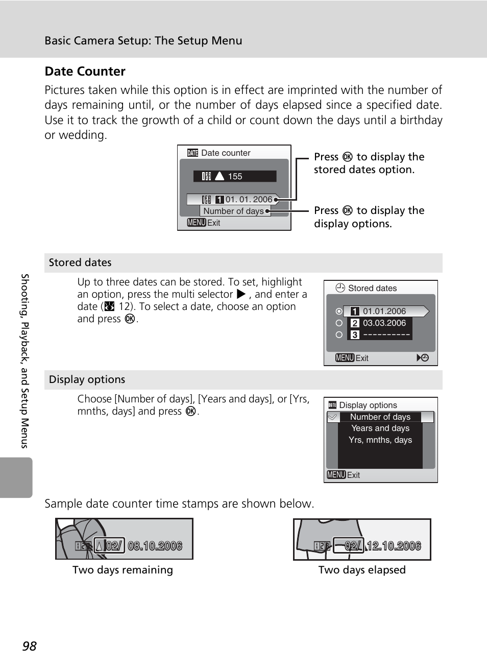 Date counter | Nikon L6 User Manual | Page 110 / 140
