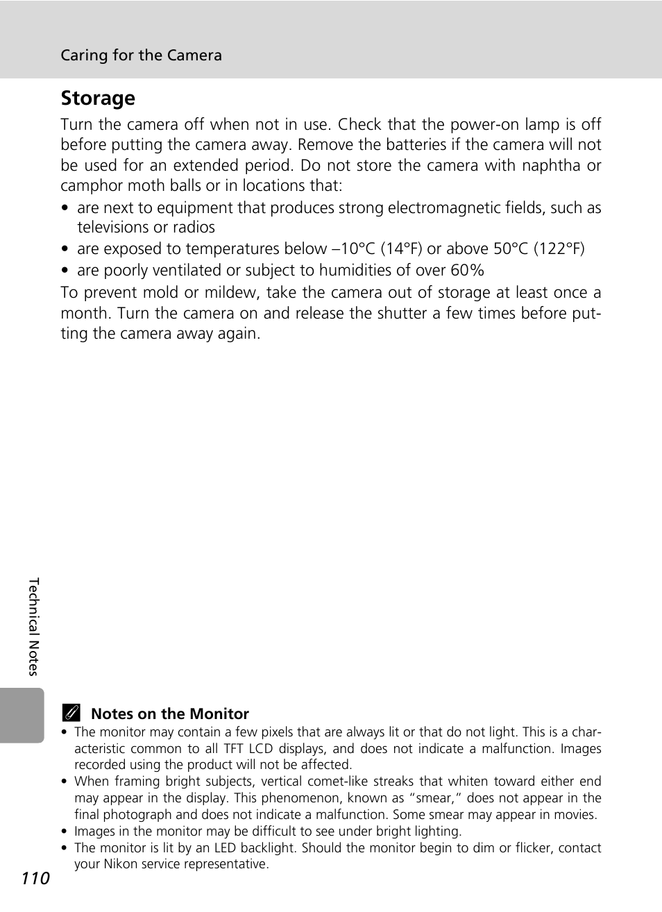 Storage | Nikon L6 User Manual | Page 122 / 140