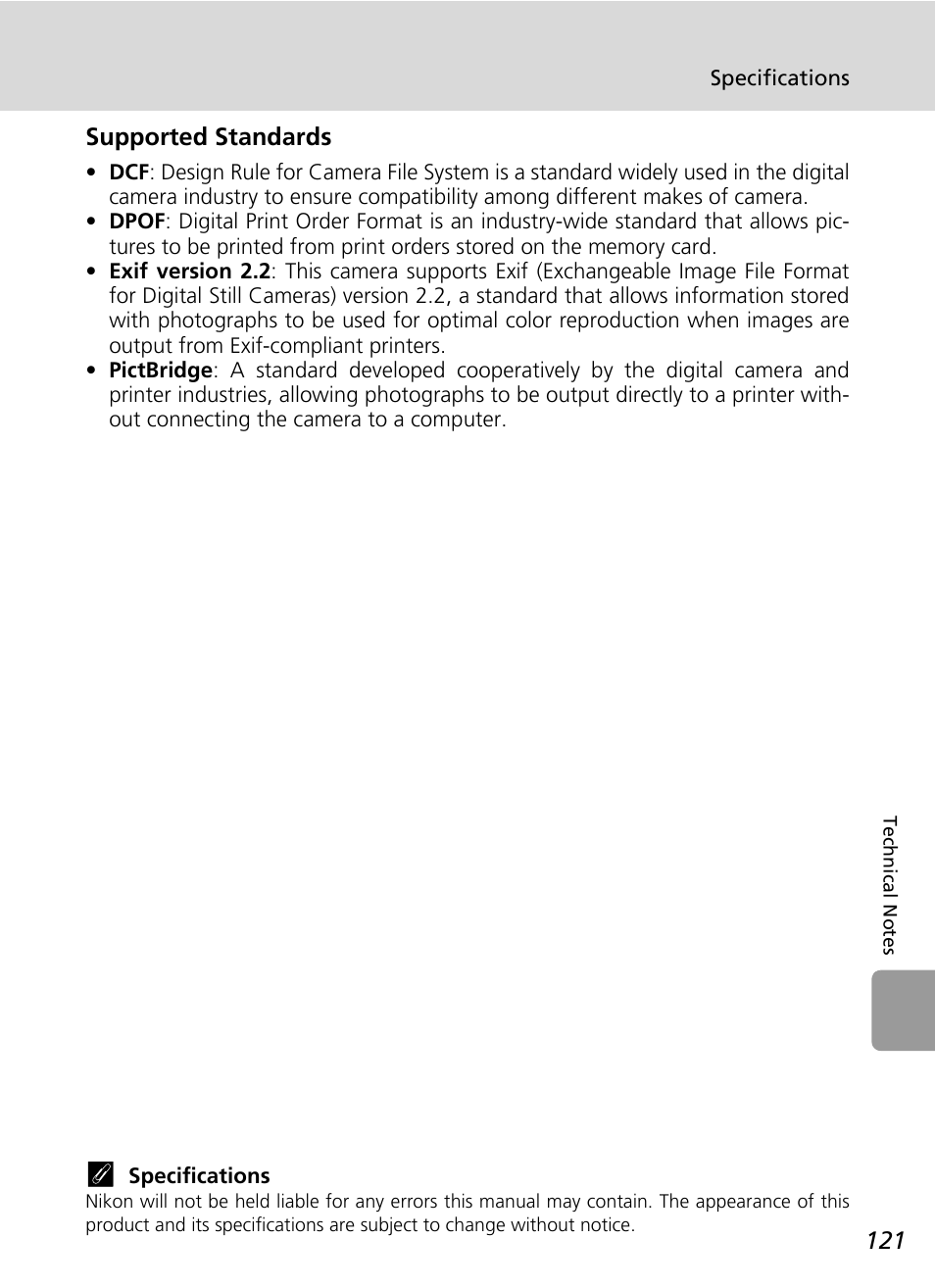 E (c 121) pri, E (c 121) | Nikon L6 User Manual | Page 133 / 140