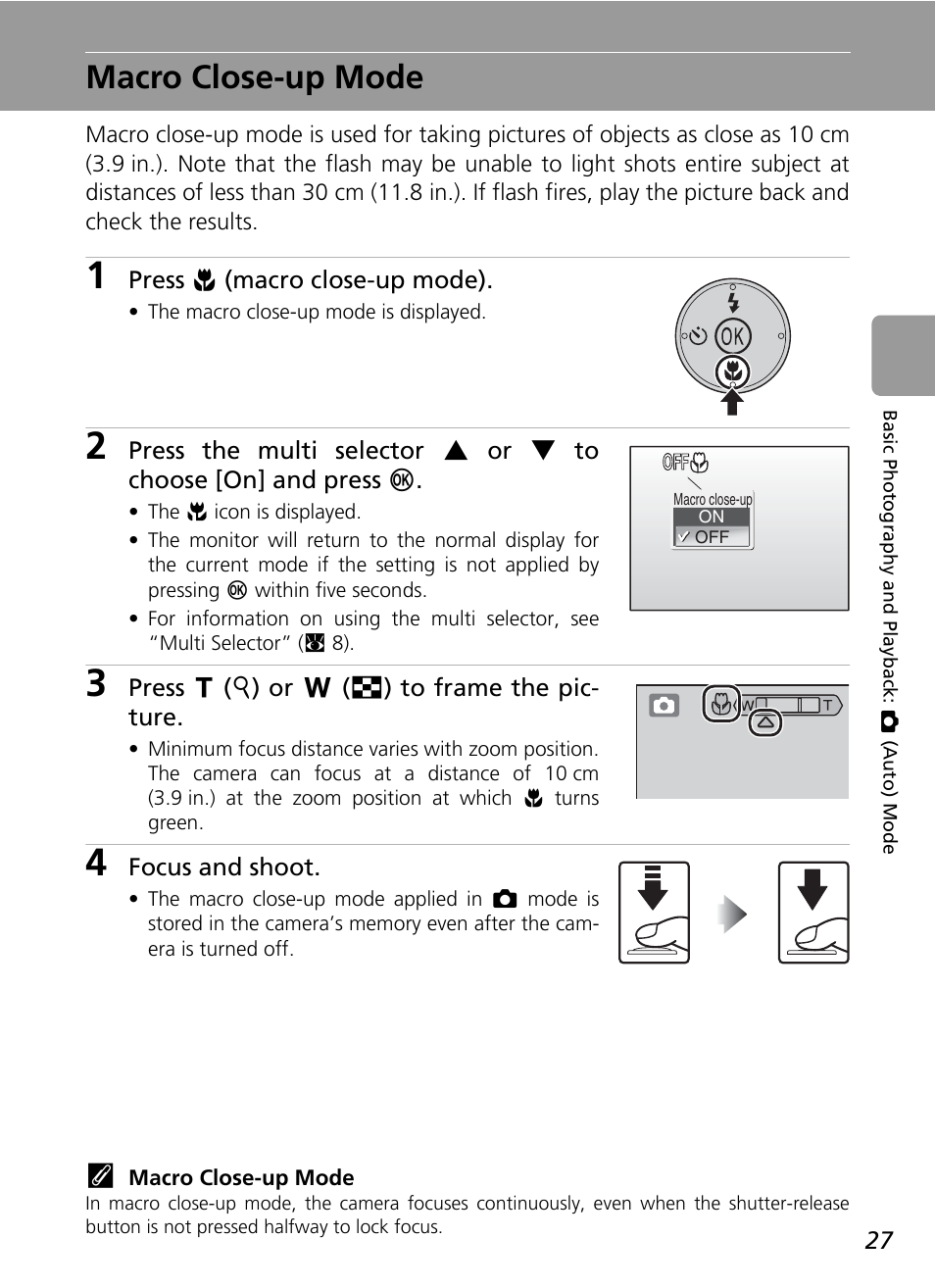 Macro close-up mode, C 27), De (c 27) | Nikon L6 User Manual | Page 39 / 140