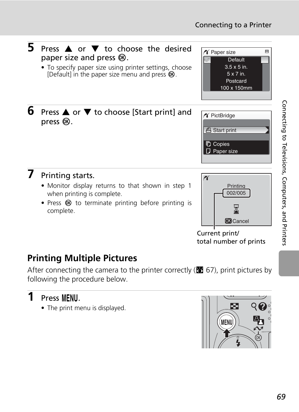 Printing multiple pictures, C 69 | Nikon L6 User Manual | Page 81 / 140