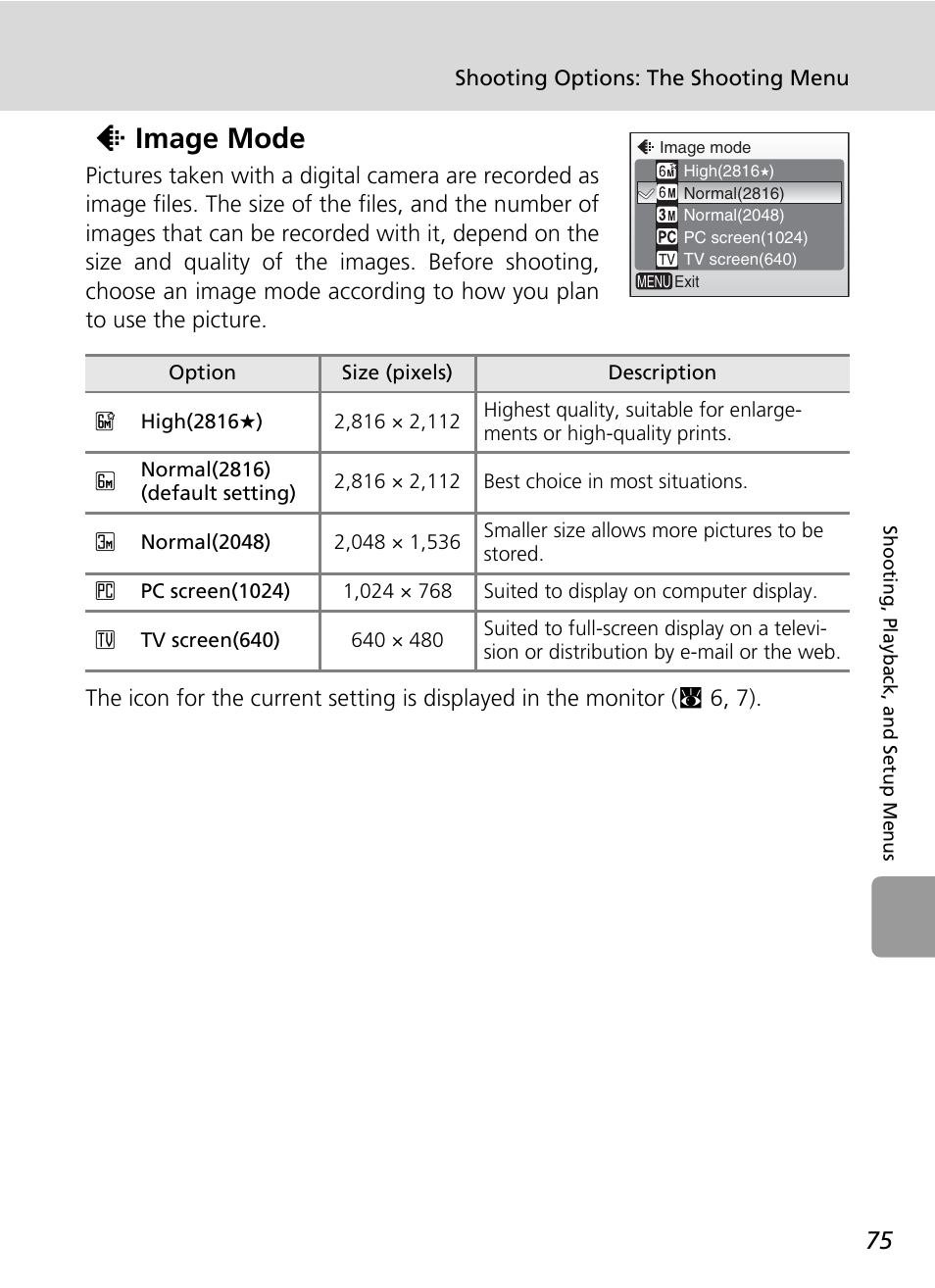 Z image mode, C 75) | Nikon L6 User Manual | Page 87 / 140