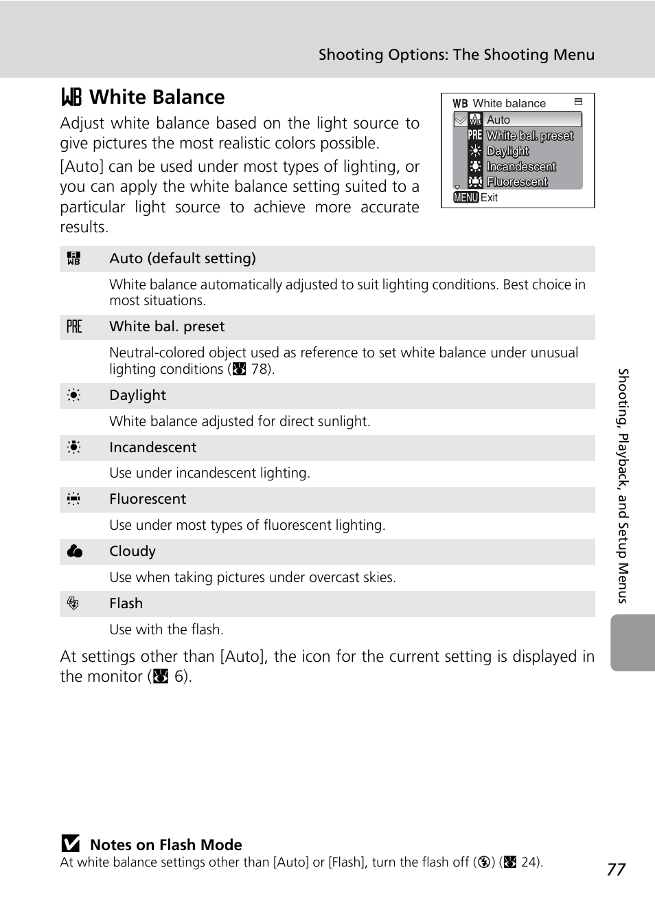 D white balance, C 77, Dwhite balance | Nikon L6 User Manual | Page 89 / 140