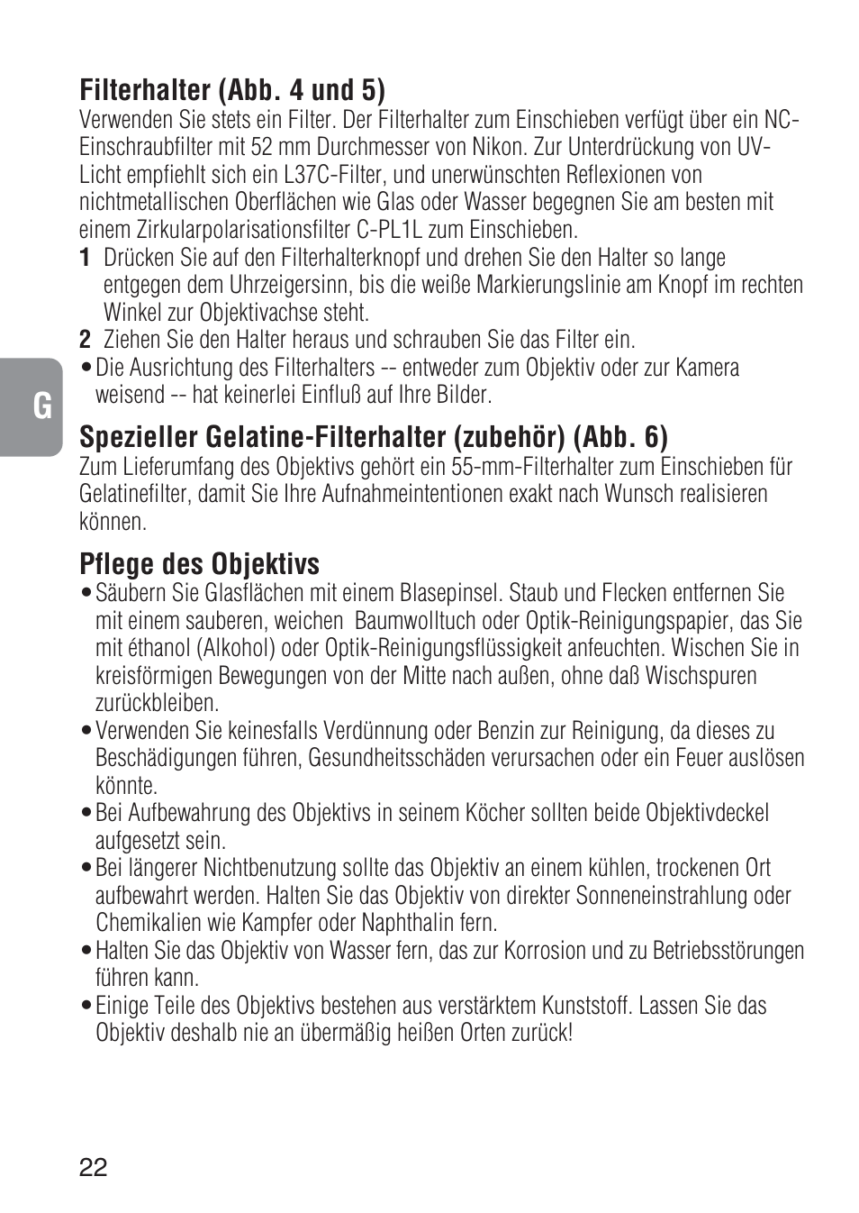 Nikon AF-S 300mm f-2.8D IF-ED II User Manual | Page 22 / 56