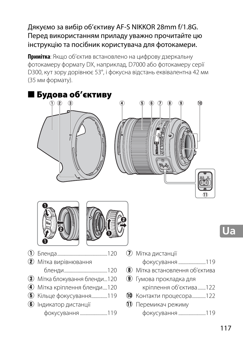 Будова об’єктиву | Nikon AF-S 28mm f-1.8G User Manual | Page 117 / 176
