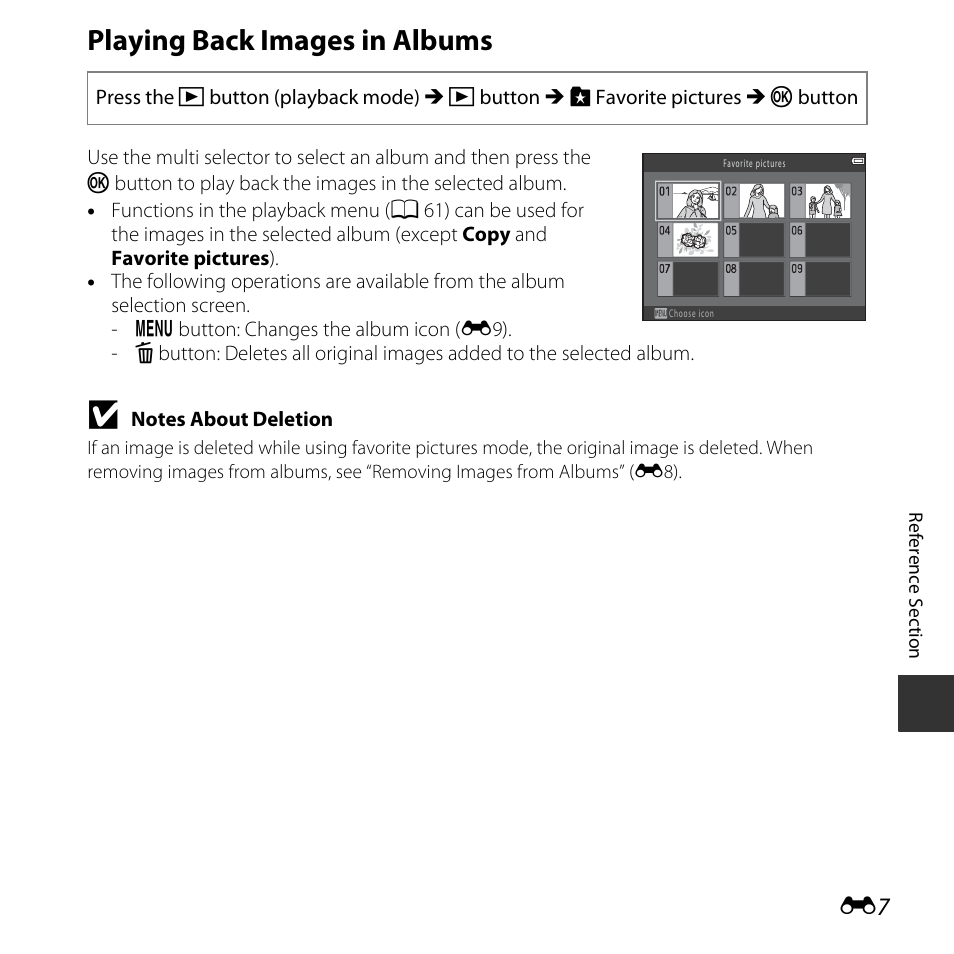 Playing back images in albums | Nikon L620 User Manual | Page 105 / 212