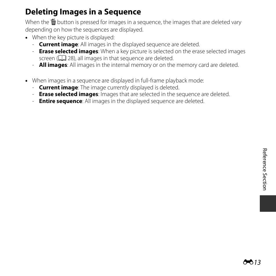 Deleting images in a sequence | Nikon L620 User Manual | Page 111 / 212