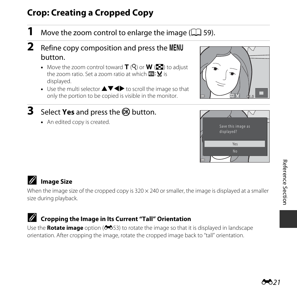 Crop: creating a cropped copy | Nikon L620 User Manual | Page 119 / 212