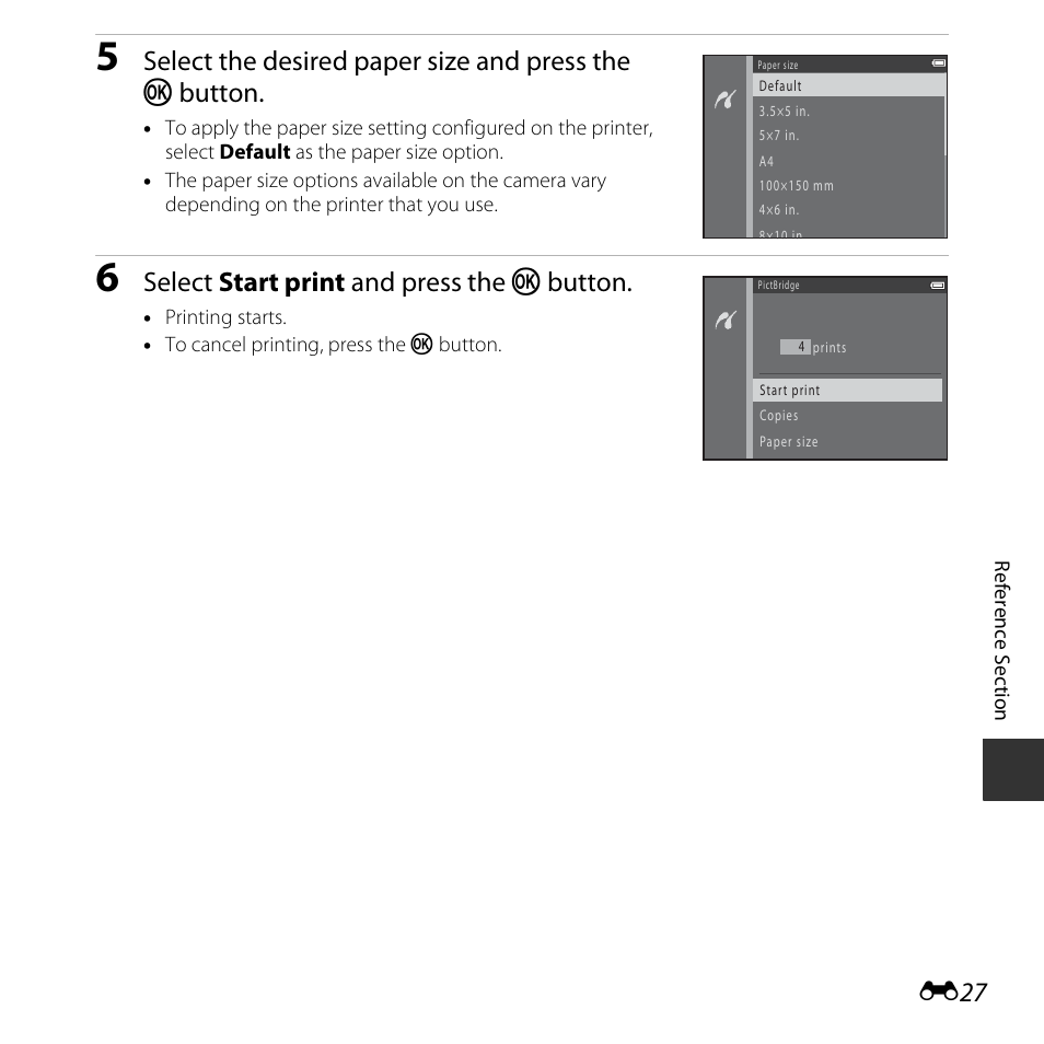 Select start print and press the k button | Nikon L620 User Manual | Page 125 / 212