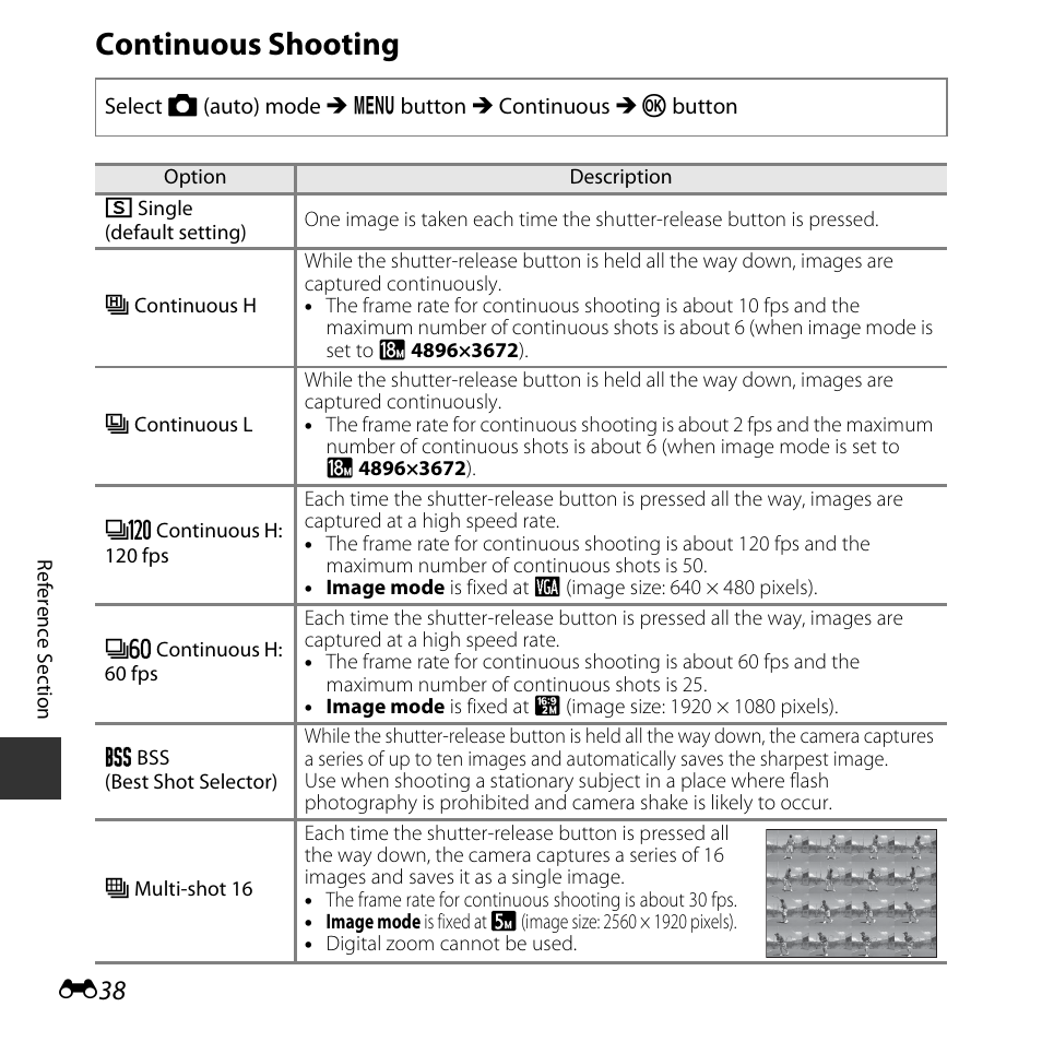 Continuous shooting | Nikon L620 User Manual | Page 136 / 212