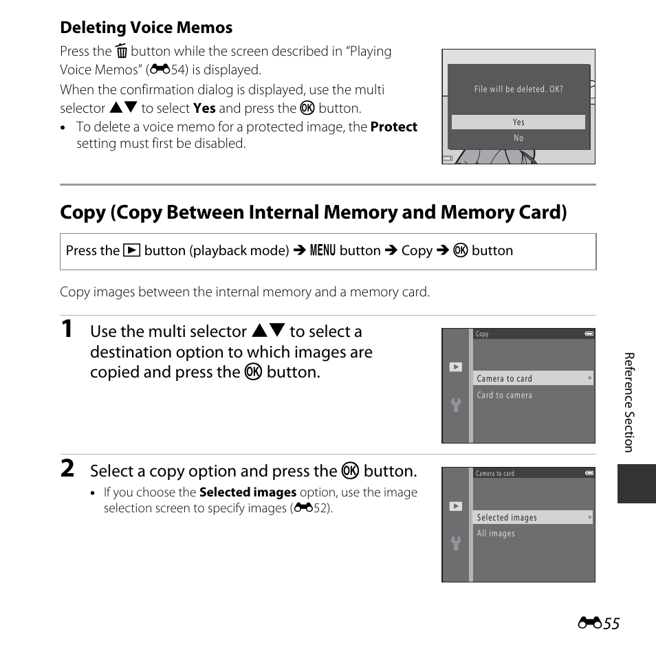 Select a copy option and press the k button | Nikon L620 User Manual | Page 153 / 212