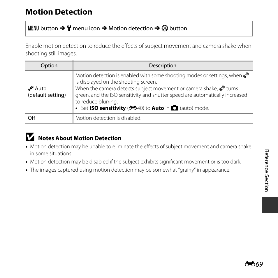 Motion detection | Nikon L620 User Manual | Page 167 / 212
