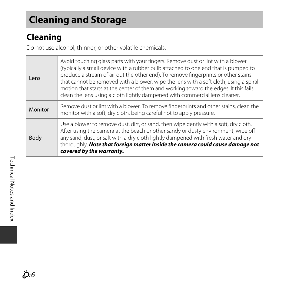 Cleaning and storage, Cleaning | Nikon L620 User Manual | Page 188 / 212