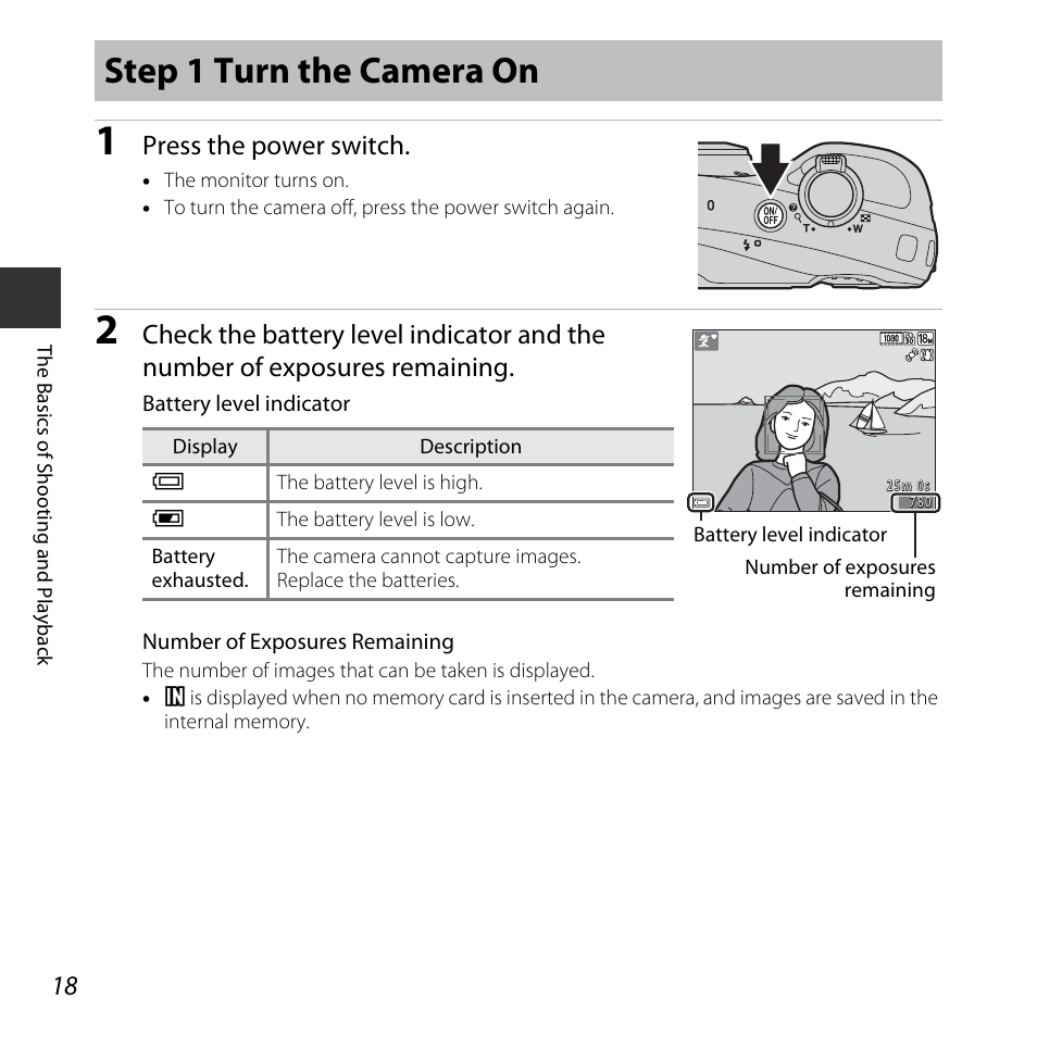 Step 1 turn the camera on, Press the power switch | Nikon L620 User Manual | Page 38 / 212