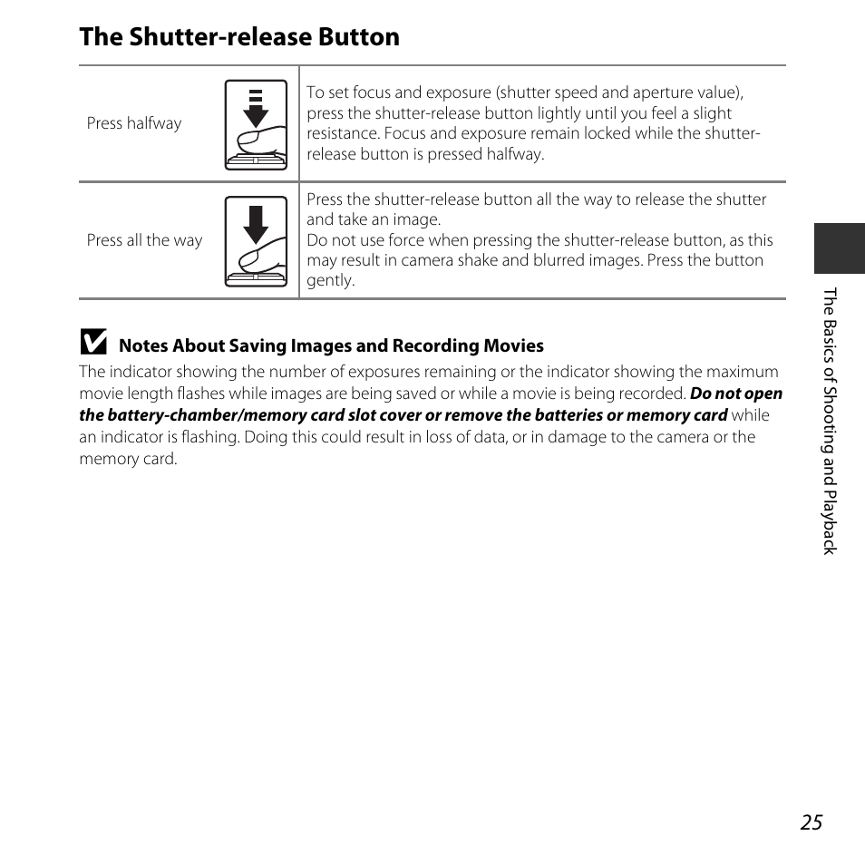 The shutter-release button | Nikon L620 User Manual | Page 45 / 212