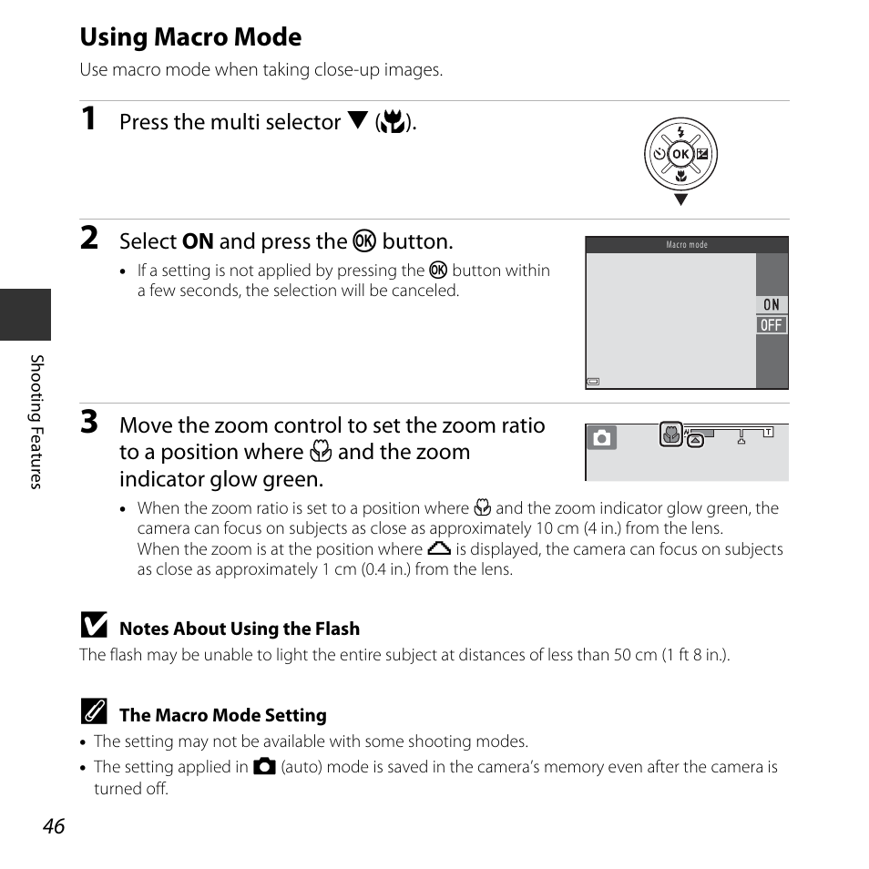 Using macro mode, A 46) is enable, A 46) is | A 46), A 46, O (a 46) | Nikon L620 User Manual | Page 66 / 212