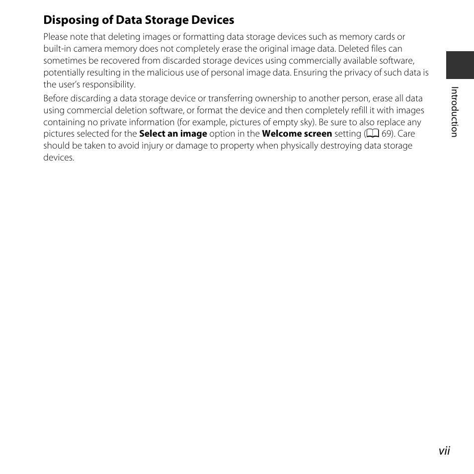 Disposing of data storage devices | Nikon L620 User Manual | Page 9 / 212
