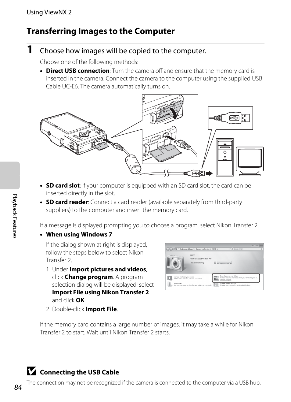 Transferring images to the computer | Nikon S8200 User Manual | Page 100 / 228