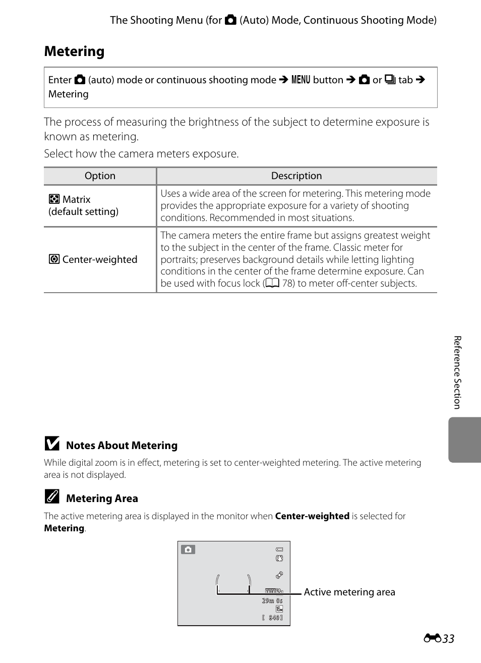 Metering | Nikon S8200 User Manual | Page 145 / 228