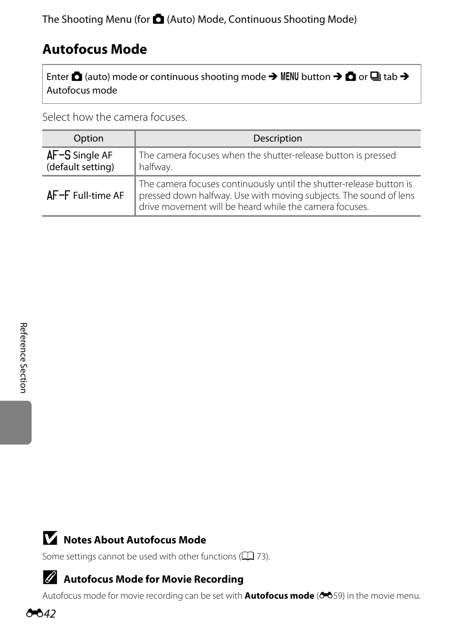 Autofocus mode | Nikon S8200 User Manual | Page 154 / 228