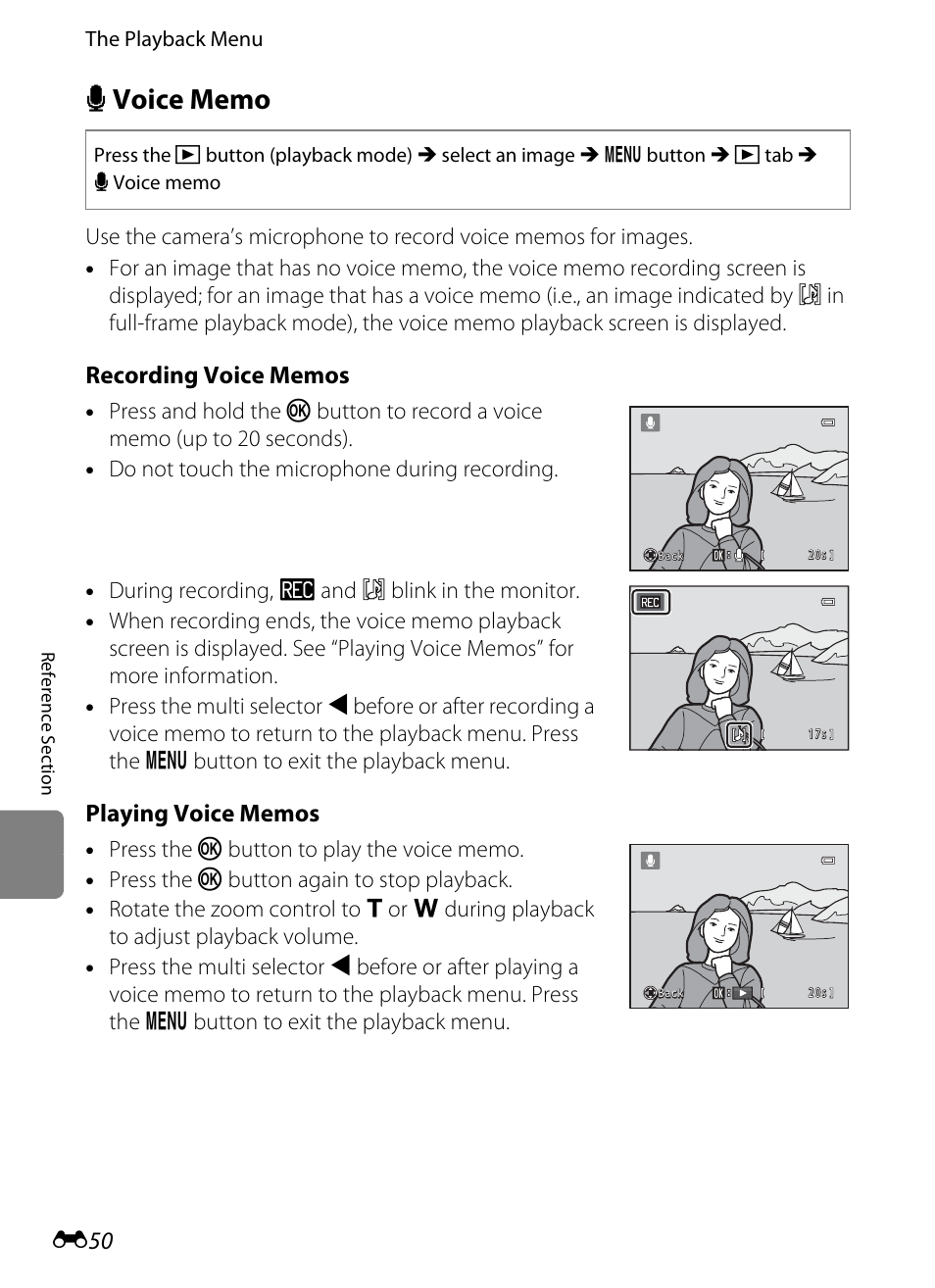 Voice memo, E50) | Nikon S8200 User Manual | Page 162 / 228