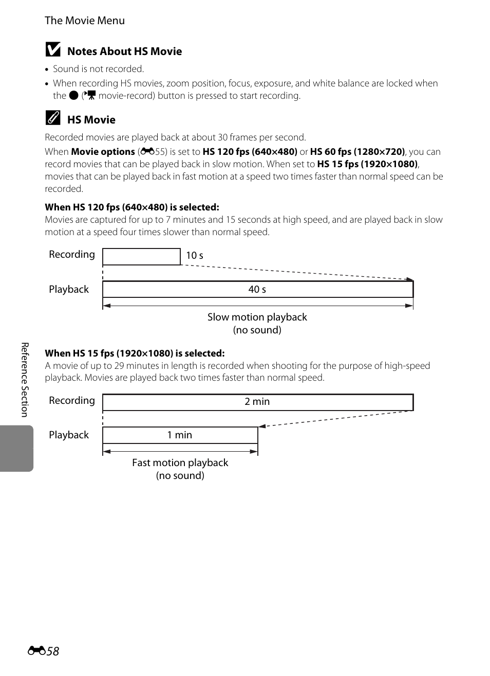 Hs movie, E58) for mo | Nikon S8200 User Manual | Page 170 / 228