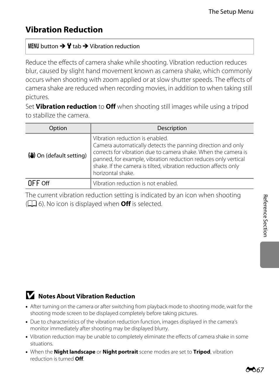 Vibration reduction, E67) | Nikon S8200 User Manual | Page 179 / 228