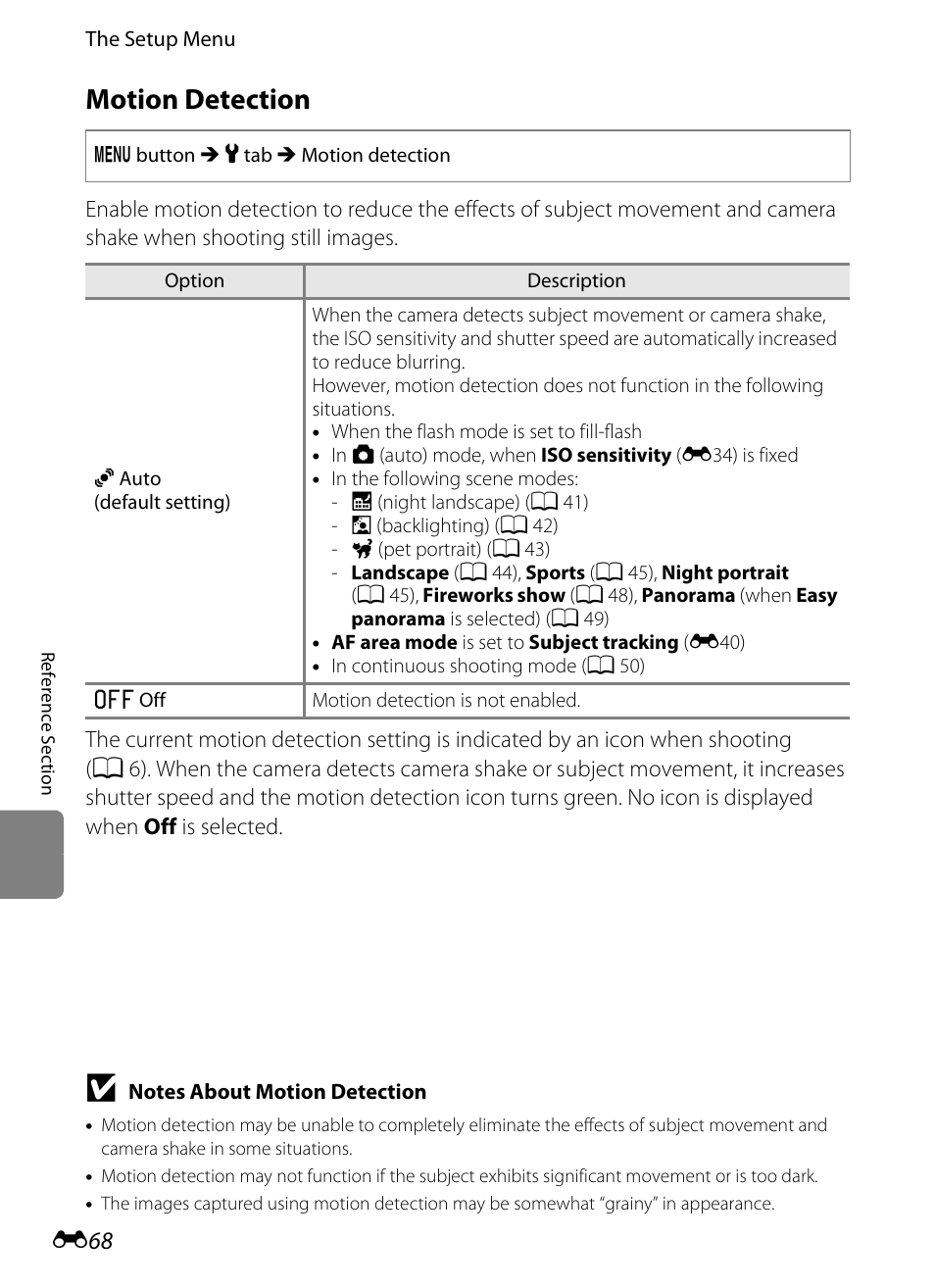 Motion detection, E68) | Nikon S8200 User Manual | Page 180 / 228