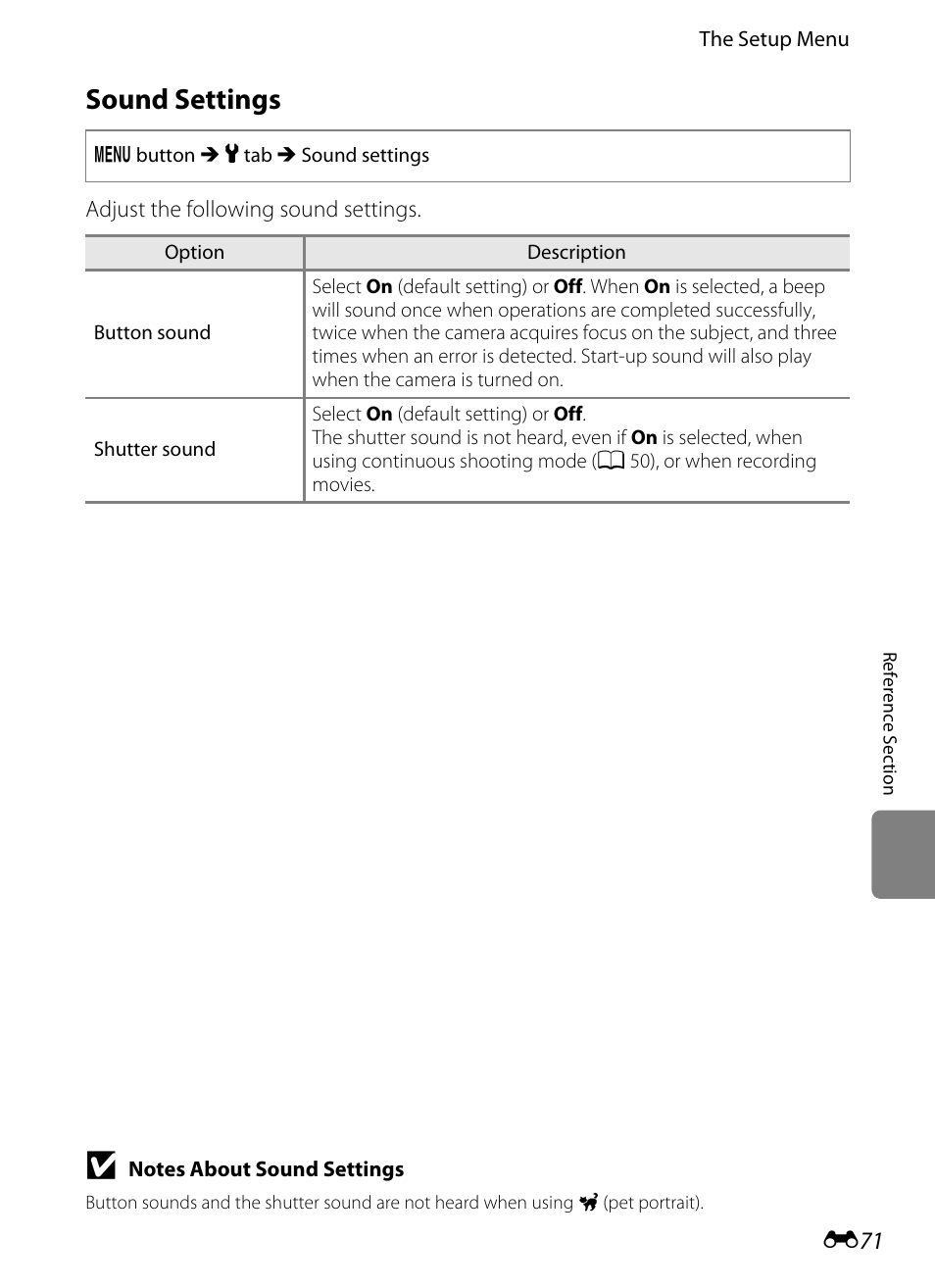 Sound settings | Nikon S8200 User Manual | Page 183 / 228