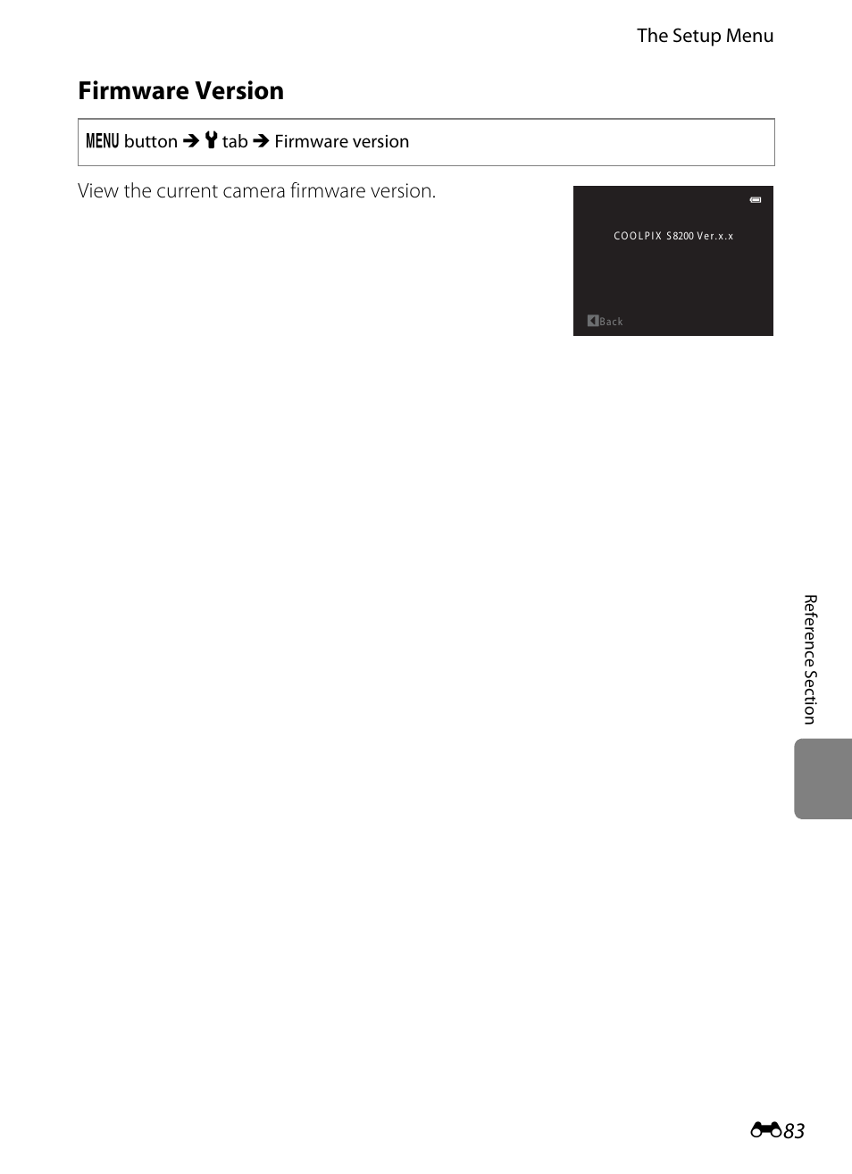 Firmware version | Nikon S8200 User Manual | Page 195 / 228