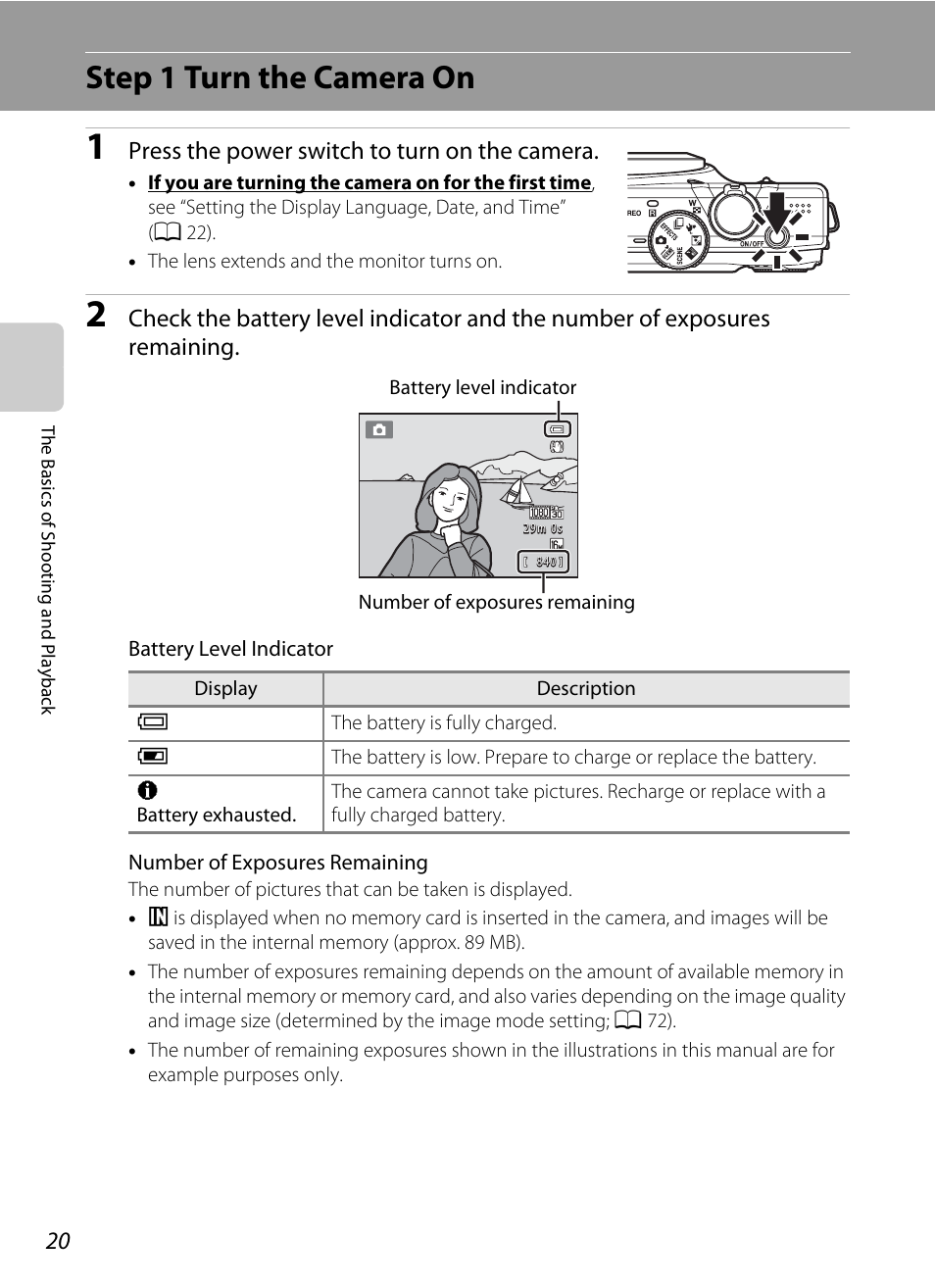 Step 1 turn the camera on, Press the power switch to turn on the camera | Nikon S8200 User Manual | Page 36 / 228