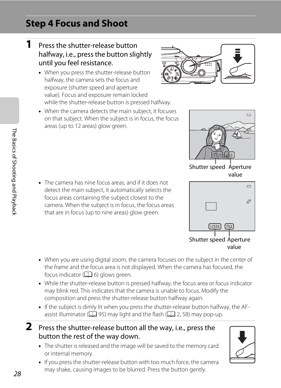 Step 4 focus and shoot | Nikon S8200 User Manual | Page 44 / 228