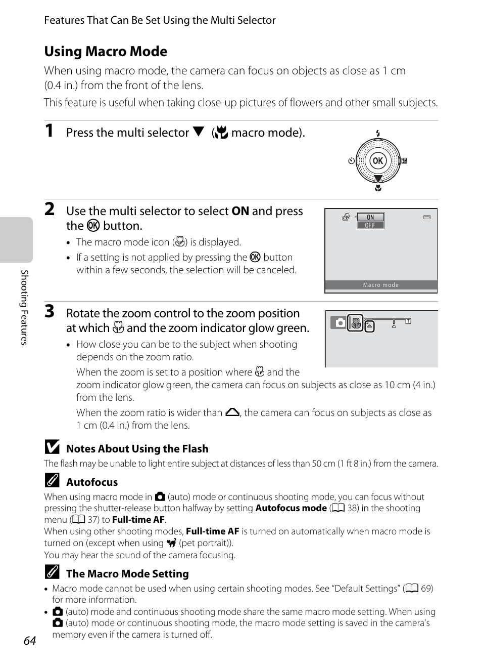 Using macro mode, A 64) men, A 64) or the | O mode (a 64), crea, A 64) is ena, A 64, A 64) | Nikon S8200 User Manual | Page 80 / 228