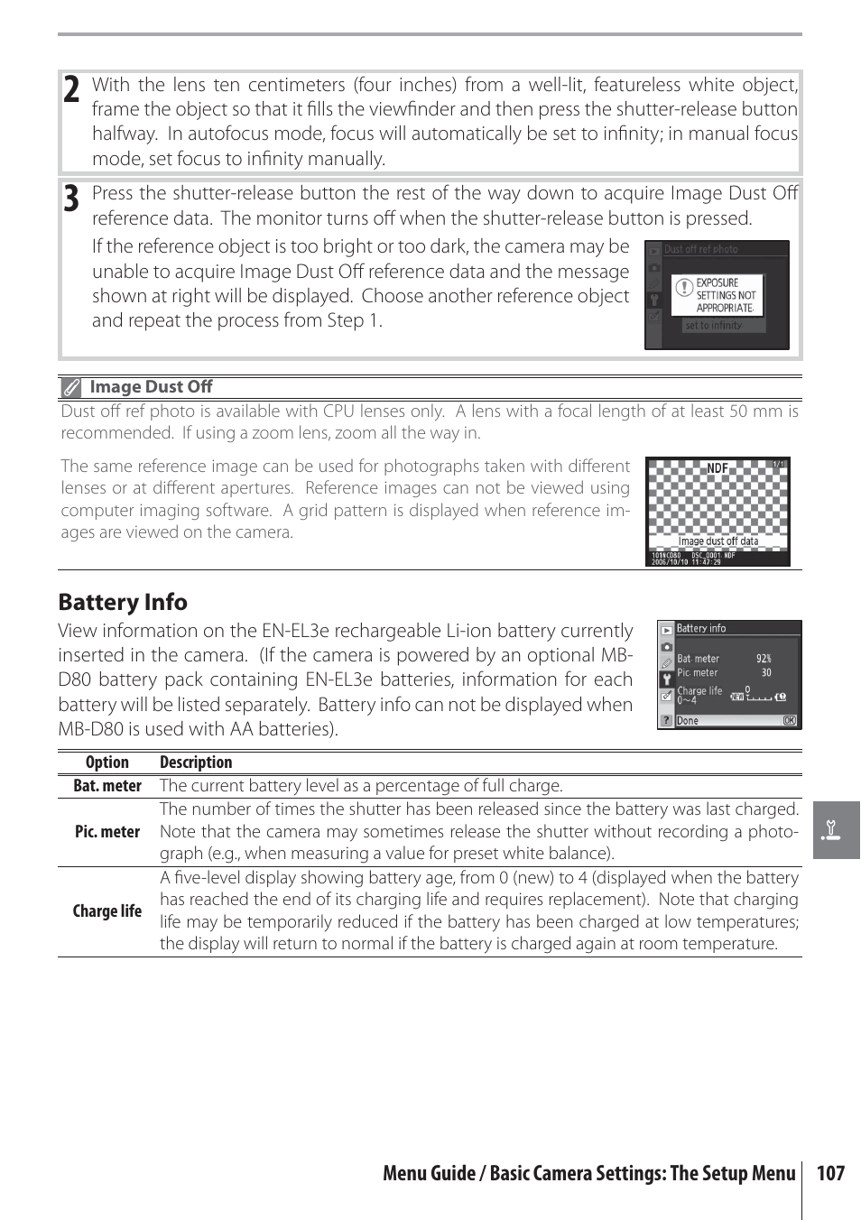 Battery info | Nikon D80 User Manual | Page 119 / 162