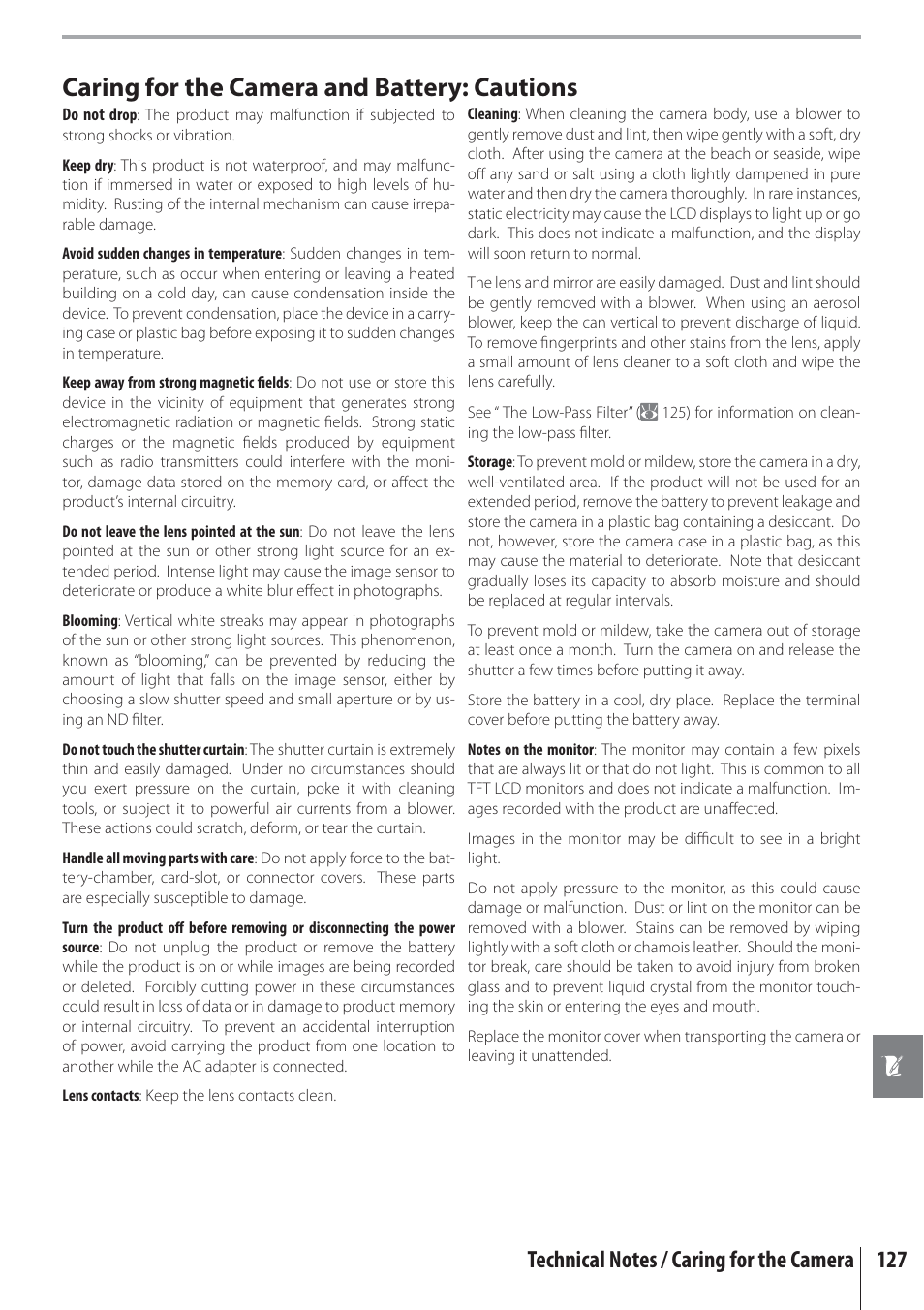 Caring for the camera and battery: cautions | Nikon D80 User Manual | Page 139 / 162