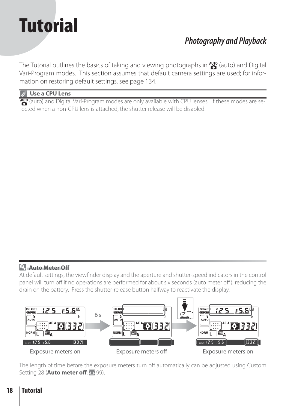 Tutorial, Photography and playback | Nikon D80 User Manual | Page 30 / 162