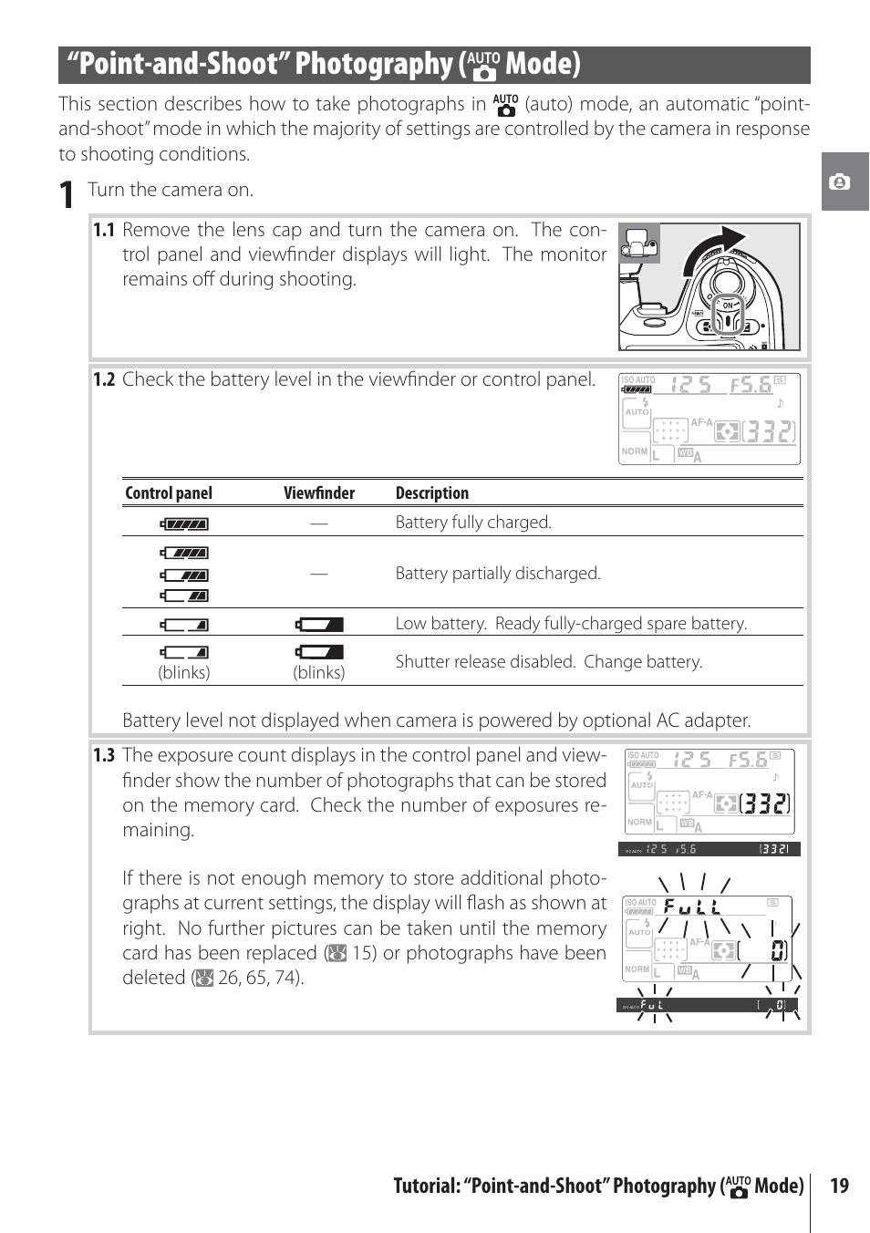 Point-and-shoot” photography (auto mode), Point-and-shoot” photography ( mode) | Nikon D80 User Manual | Page 31 / 162